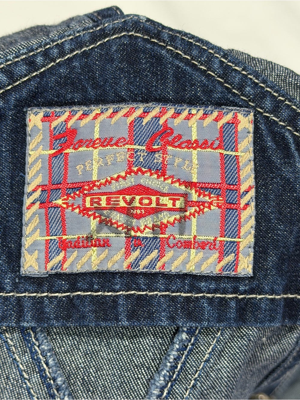 REVOLT Y2K “90s style Denim Overall Dress Medium Dark Wash Pinafore Jumper - Picture 11 of 13